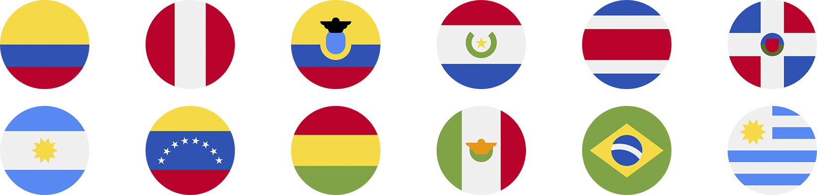 Banderas de países latinoamericanos